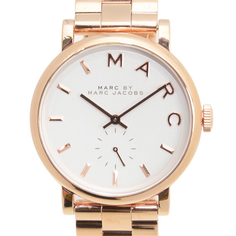 Marc Jacobs Baker White Dial Rose Gold Stainless Steel Strap Watch for Women - MBM3244 Watches Marc Jacobs   