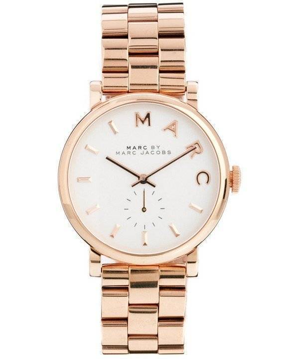 Marc Jacobs Baker White Dial Rose Gold Stainless Steel Strap Watch for Women - MBM3244 Watches Marc Jacobs   