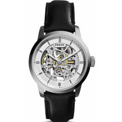 Fossil Townsman Automatic Skeleton White Dial Black Leather Strap Watch for Men - ME3085 Watches Fossil   