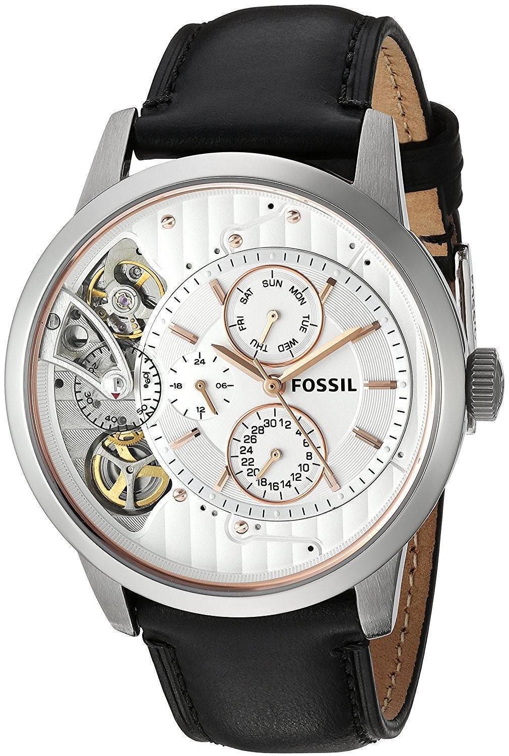 Fossil Townsman Twist Multifunction White Dial Black Leather Strap Watch for Men - ME1164 Watches Fossil   