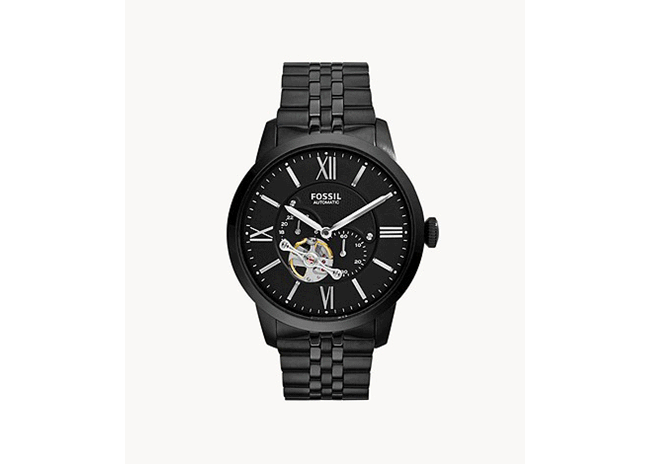 Fossil Townsman Multi Function Mechanical Black Dial Black Steel Strap Watch for Men - ME3062 Watches Fossil   