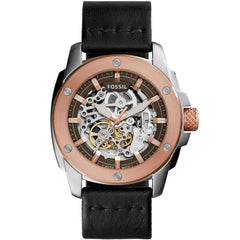 Fossil Modern Machine Automatic Skeleton Dial Black Leather Strap Watch for Men - ME3082 Watches Fossil   