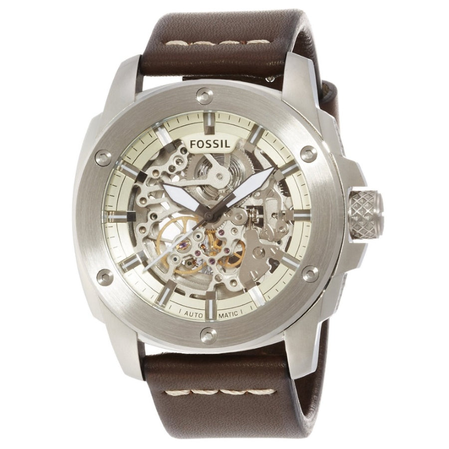 Fossil Modern Machine Automatic Skeleton White Dial Brown Leather Strap Watch for Women - ME3083 Watches Fossil   
