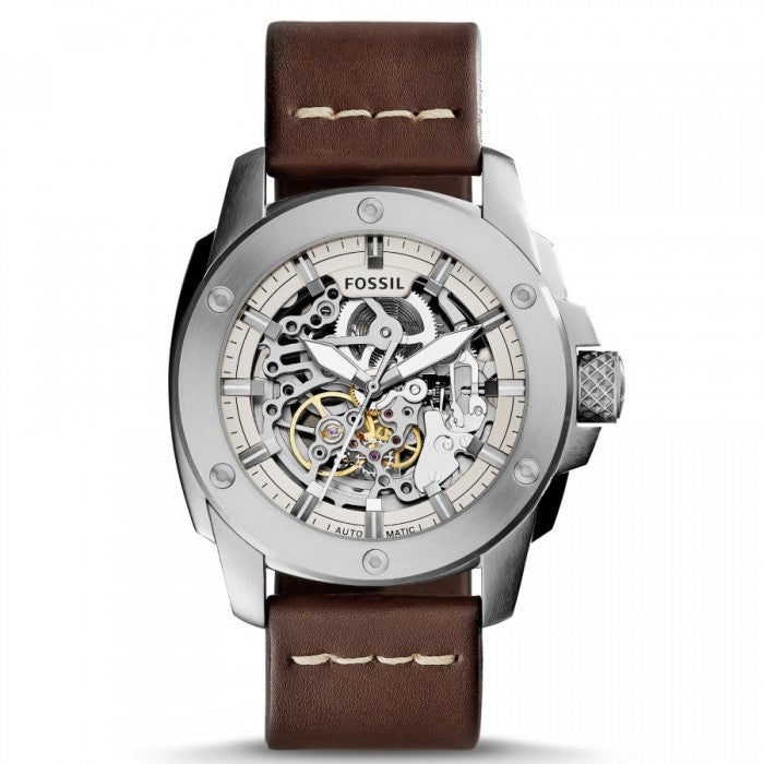 Fossil Modern Machine Automatic Skeleton White Dial Brown Leather Strap Watch for Women - ME3083 Watches Fossil   