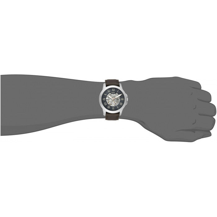 Fossil Grant Automatic Skeleton Black Dial Brown Leather Strap Watch for Men - ME3100 Watches Fossil   