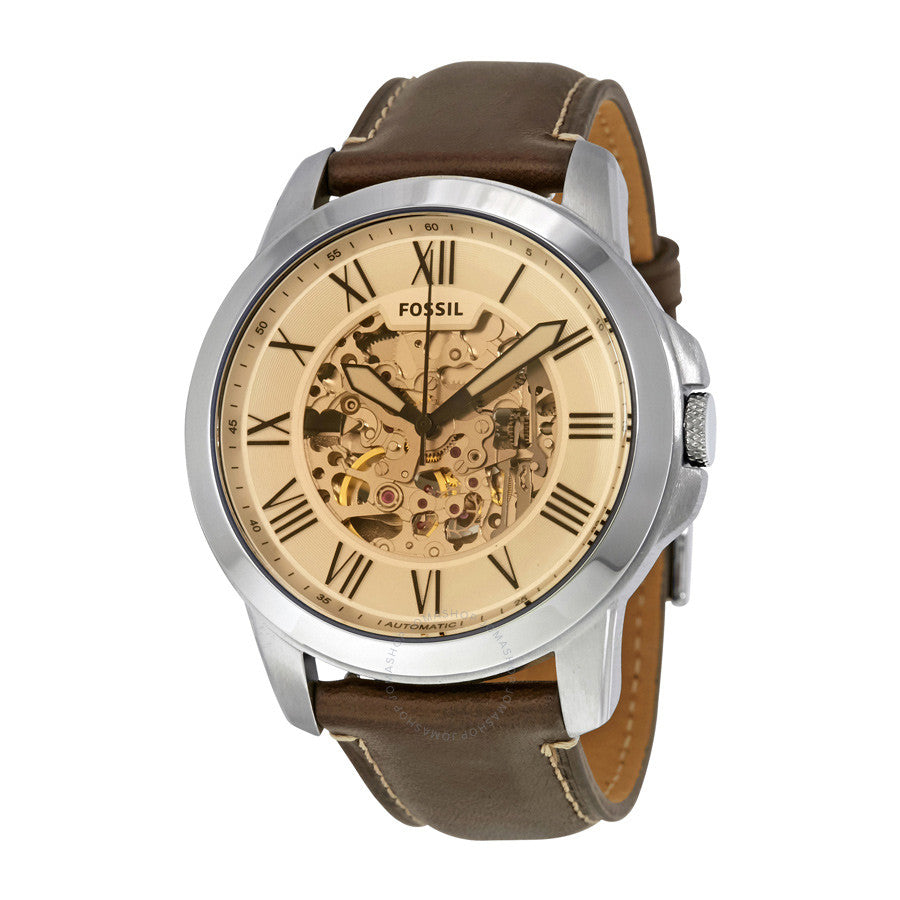 Fossil Grant Chronograph Cream Dial Brown Leather Strap Watch for Men - ME3122 Watches Fossil   