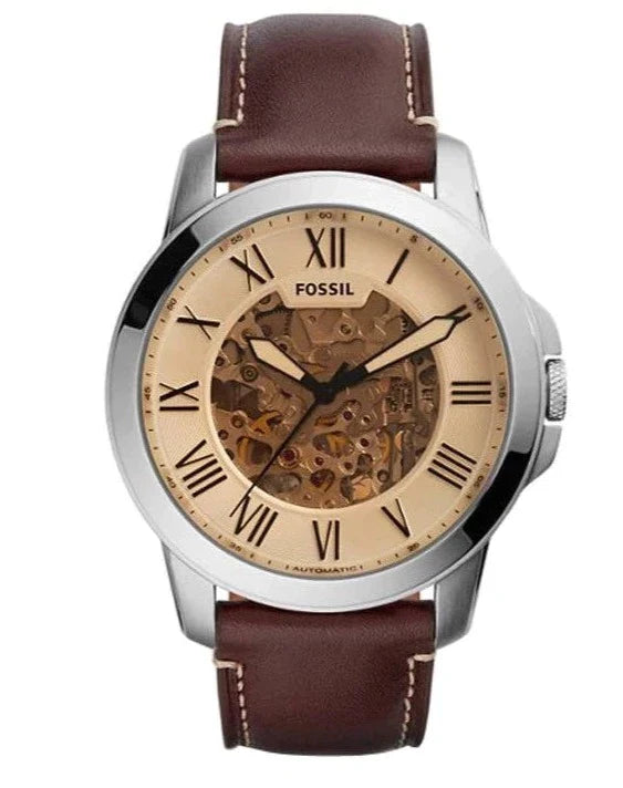 Fossil Grant Chronograph Cream Dial Brown Leather Strap Watch for Men - ME3122 Watches Fossil   