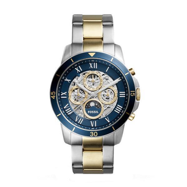 Fossil Grant Sport Automatic Skeleton Blue Dial Two Tone Steel Strap Watch for Men - ME3141 Watches Fossil   