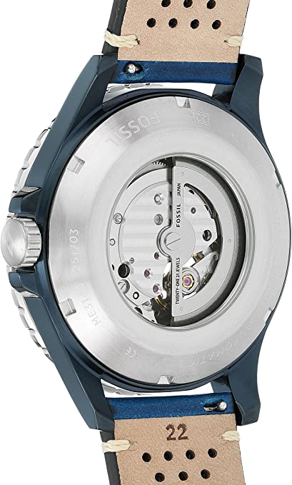 Fossil Crewmaster Sports Automatic Blue Dial Blue Rubber Strap Watch for Men - ME3149 Watches Fossil   