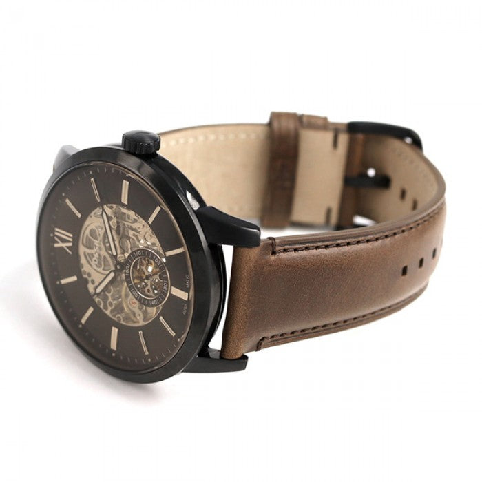 Fossil Townsman Automatic Black Dial Brown Leather Strap Watch for Men - ME3155 Watches Fossil   