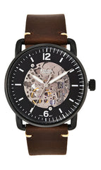 Fossil Commuter Automatic Black Dial Brown Leather Strap Watch for Men - ME3158 Watches Fossil   