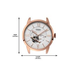 Fossil Townsman Automatic White Dial Navy Blue Leather Strap Watch for Men - ME3171 Watches Fossil   