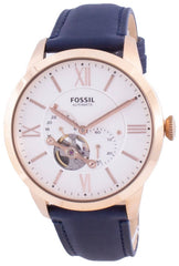 Fossil Townsman Automatic White Dial Navy Blue Leather Strap Watch for Men - ME3171 Watches Fossil   