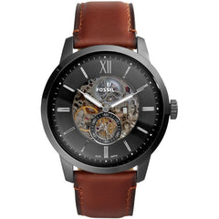 Fossil Townsman Automatic Skeleton Black Dial Brown Leather Strap Watch for Men - ME3181 Watches Fossil   