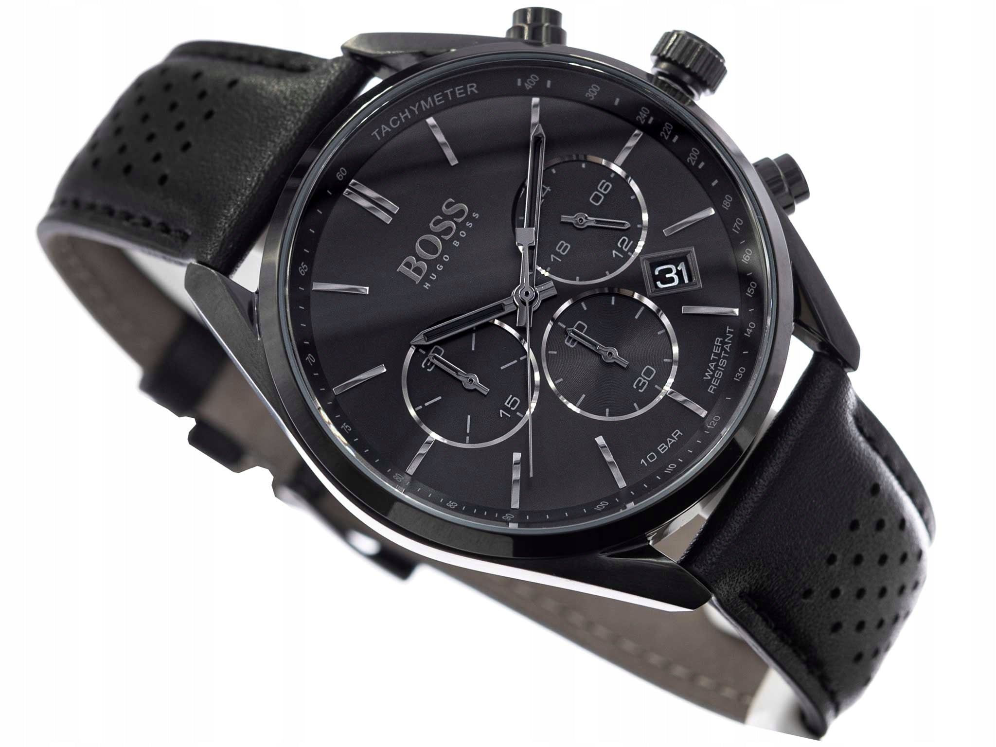 Hugo Boss Champion Black Dial Black Leather Strap Watch for Men - 1513880 Watches Hugo Boss   