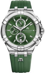 Maurice Lacroix Aikon Chronograph Green Dial Green Rubber Strap Watch for Men  - AI1018-SS000-630-5 Watches Maurice Lacroix   