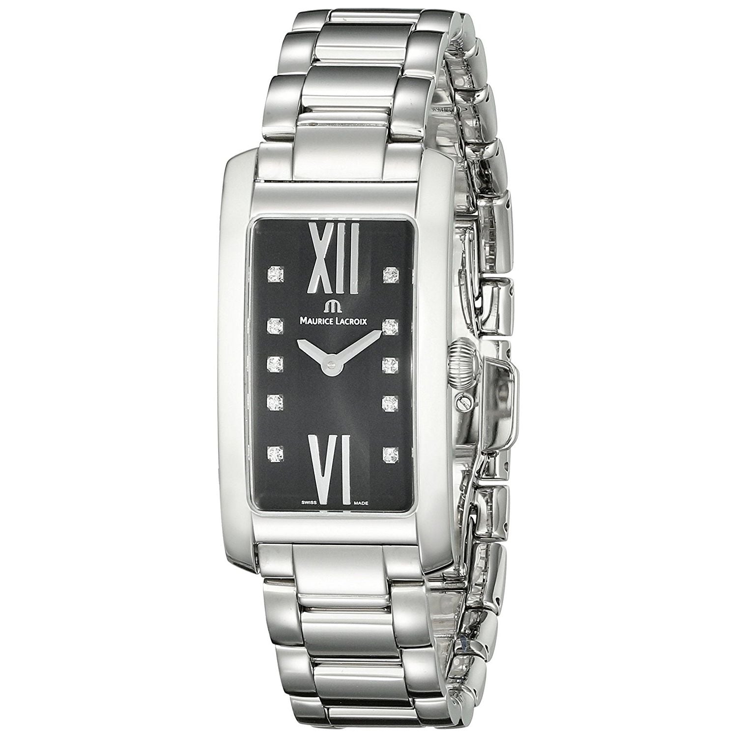 Maurice Lacroix Fiaba Black Dial Silver Steel Strap Watch for Women - FA2164-SS002-350 Watches Maurice Lacroix   