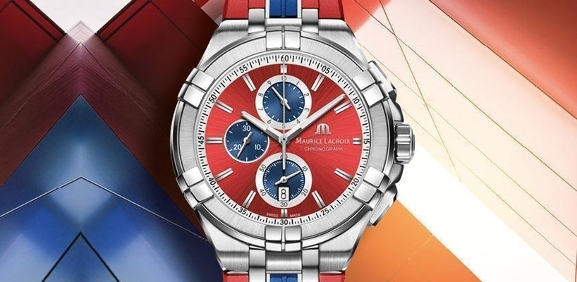Maurice Lacroix Aikon Beach Volley Vikings Limited Edition Red Dial Red Rubber Strap Watch for Men - AI1018-SS001-530-6 Watches Maurice Lacroix   