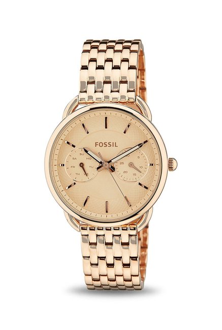 Fossil Tailor Rose Gold Dial Rose Gold Stainless Steel Strap Watch for Women - ES3713 Watches Fossil   