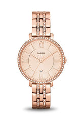 Fossil Jacqueline Rose Gold Dial Rose Gold Steel Strap Watch for Women - ES3546 Watches Fossil   