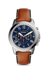 Fossil Grant Chronograph Blue Dial Brown Leather Strap Watch for Men - FS5210 Watches Fossil   