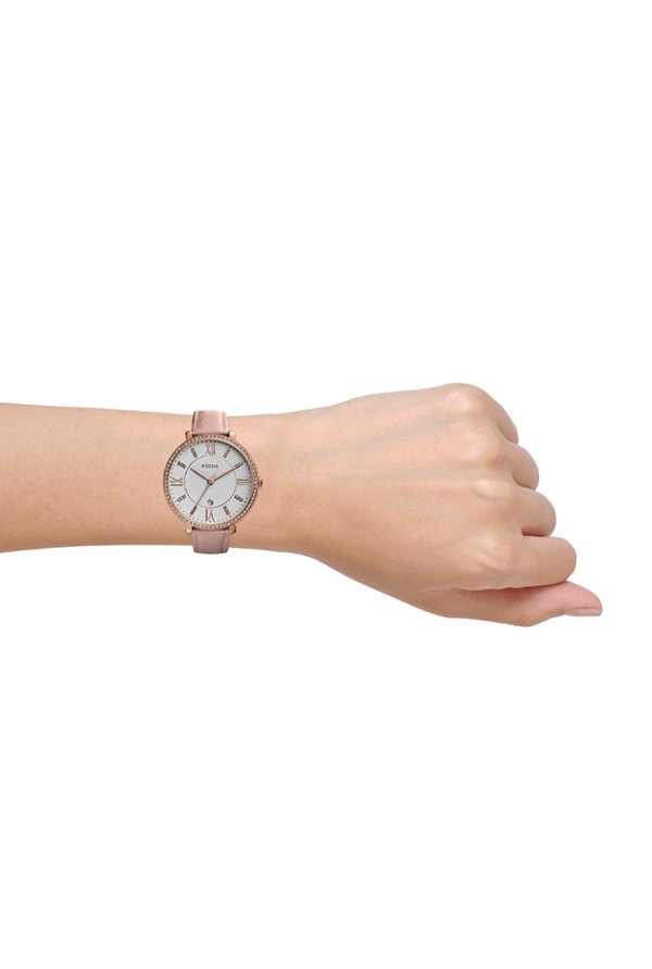 Fossil Jacqueline White Dial Pink Leather Strap Watch for Women - ES4303 Watches Fossil   