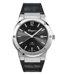 Salvatore Ferragamo F-80 Classic Black Dial Black Leather Strap  Watch for Men - SFDT00219 Watches Salvatore Ferragamo   