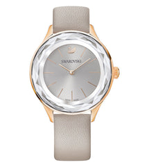 Swarovski Octea Nova Grey Dial Grey Leather Strap Watch for Women - 5295326 Watches Swarovski   