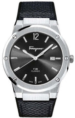 Salvatore Ferragamo F-80 Classic Black Dial Black Leather Strap Watch for Men - SFDT00619 Watches Salvatore Ferragamo   
