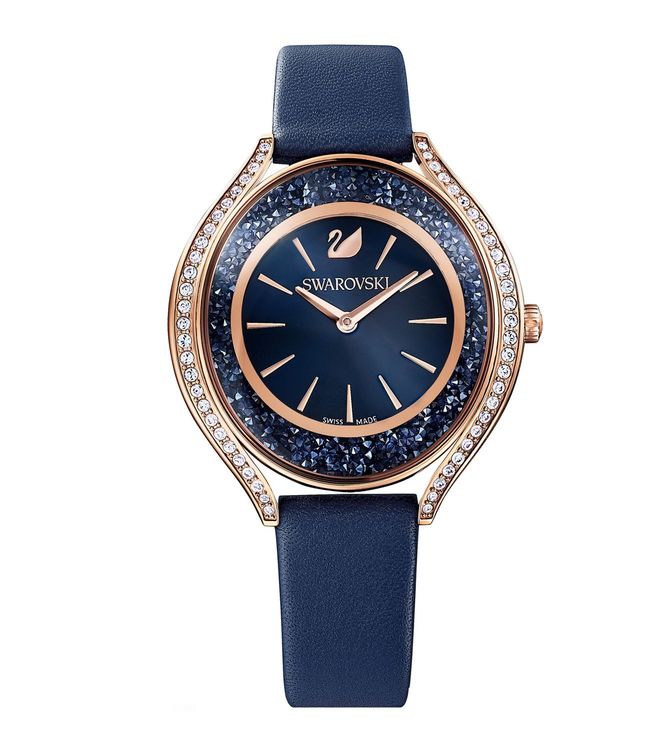 Swarovski Crystalline Aura Blue Dial Blue Leather Strap Watch for Women - 5519447 Watches Swarovski   