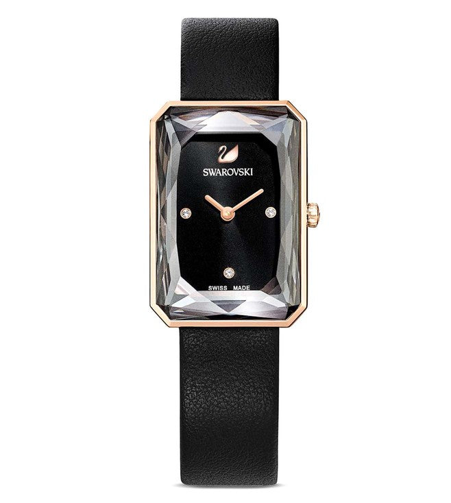 Swarovski Uptown Black Dial Black Leather Strap Watch for Women - 5547710 Watches Swarovski   