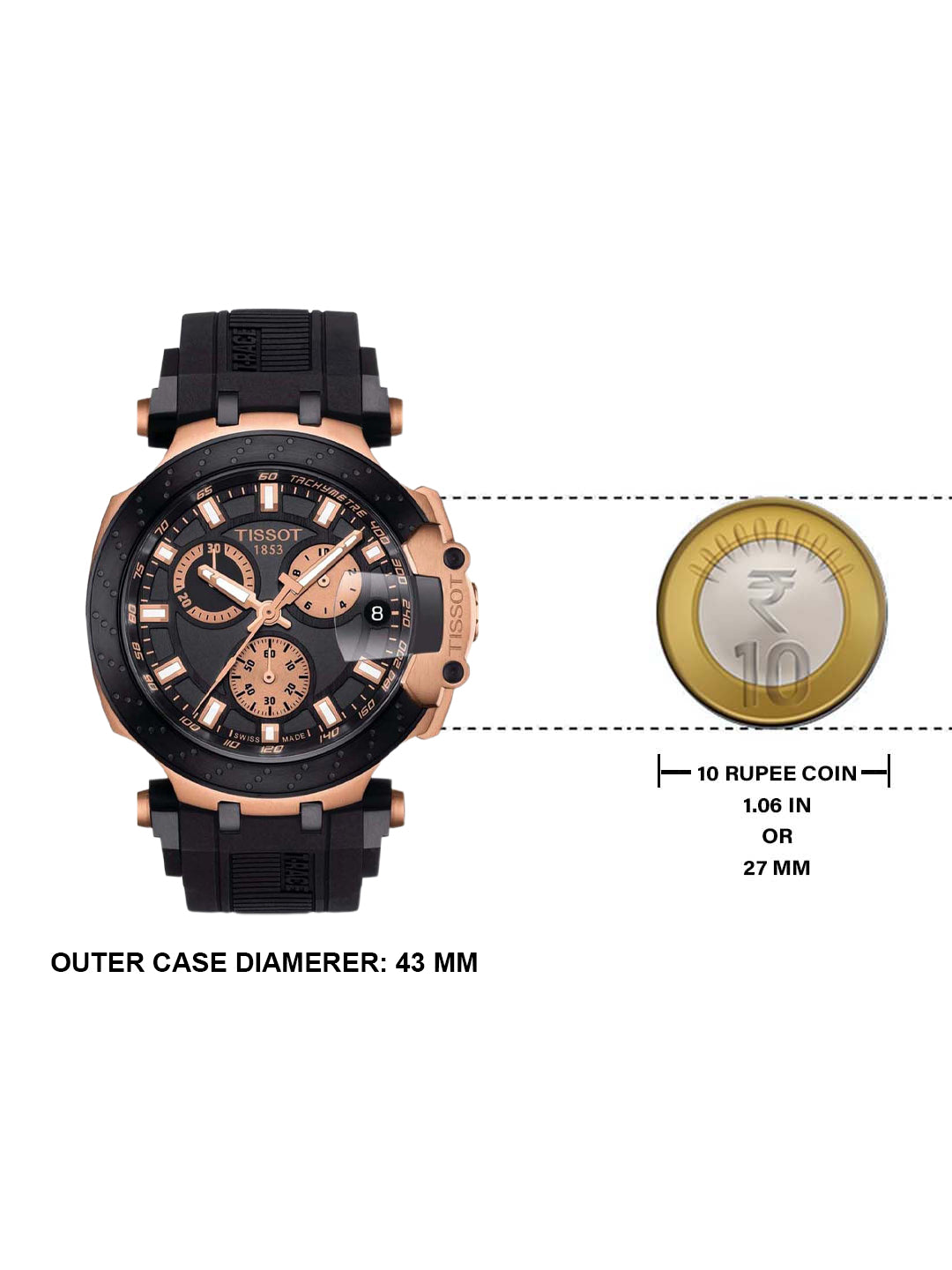 Tissot T Race Quartz Chronograph Black Dial Silicon Strap Watch For Men - T115.417.37.051.00 Watches Tissot   