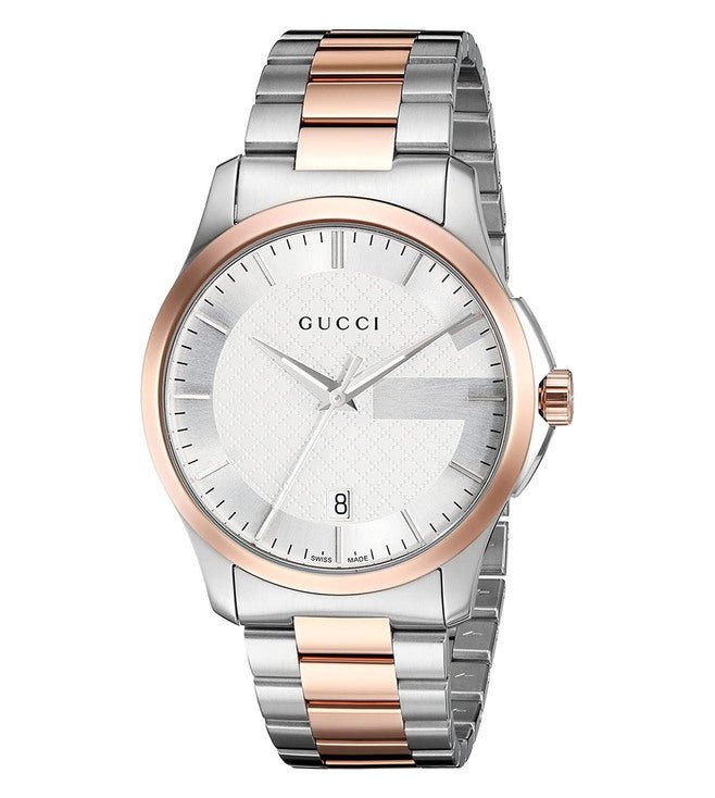 Gucci G Timeless White Dial Two Tone Steel Strap Watch For Men - YA126447 Watches Gucci   