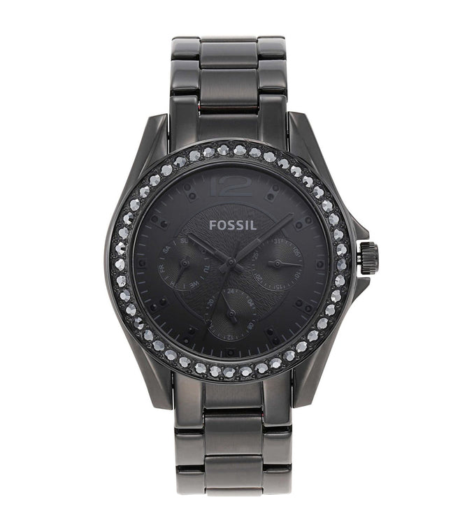 Fossil Riley Multifunction Black Dial Black Steel Strap Watch for Women - ES4519 Watches Fossil   