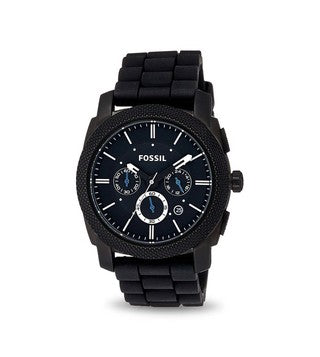 Fossil Machine Chronograph Black Dial Black Silicone Strap Watch for Men - FS4487 Watches Fossil   