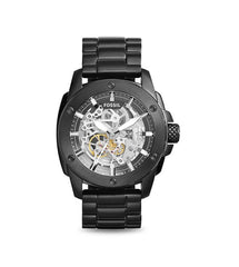 Fossil Modern Machine Automatic Silver Dial Black Steel Strap Watch for Men - ME3080 Watches Fossil   