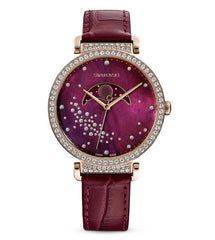 Swarovski Passage Moon Phase Red Dial Red Leather Strap Watch for Women - 5613323 Watches Swarovski   