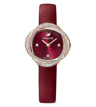 Swarovski Crystal Flower Red Dial Red Leather Strap Watch for Women - 5552780 Watches Swarovski   