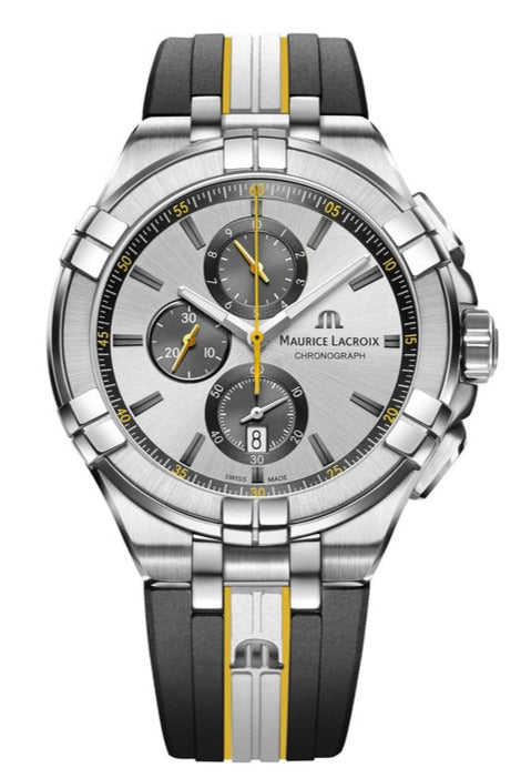 Maurice Lacroix Aikon Chronograph King of the Court Limited Edition Silver Dial Grey Rubber Strap Watch for Men - AI1018-TT030-130-K Watches Maurice Lacroix   