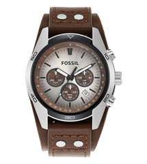 Fossil Coachman Chronograph Silver Dial Brown Leather Strap Watch for Men - CH2565 Watches Fossil   