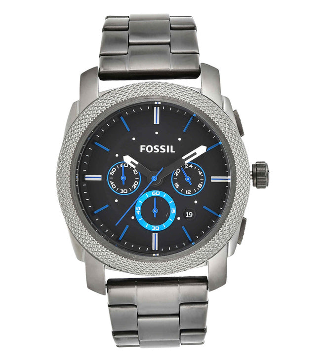 Fossil Machine Chronograph Brown Dial Grey Steel Strap Watch for Men - FS4931 Watches Fossil   