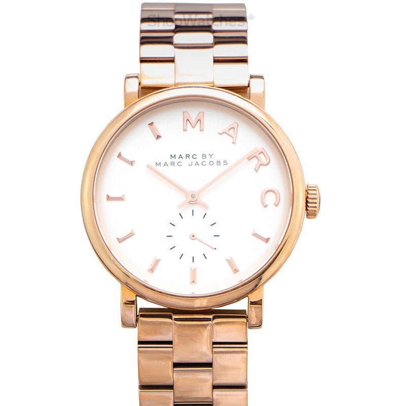 Marc Jacobs Baker White Dial Rose Gold Stainless Steel Strap Watch for Women - MBM3244 Watches Marc Jacobs   