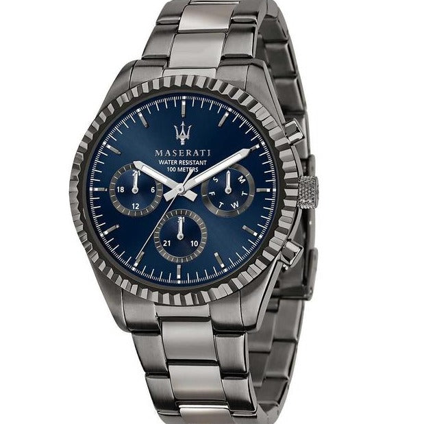 Maserati Competizione Blue Dial Stainless Steel Grey Strap Watch For Men - R8853100019 Watches Maserati   