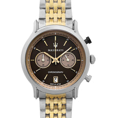 Maserati Legend Chronograph 42mm Brown Dial Two Tone Stainless Steel Watch For Men - R8873638003 Watches Maserati   