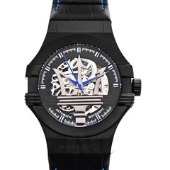 Maserati Potenza Automatic Black Dial Black Leather Strap Watch For Men - R8821108009 Watches Maserati   