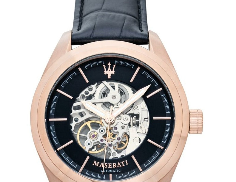 Maserati Traguardo Automatic Black Skeleton Dial Watch For Men - R8821112001 Watches Maserati   