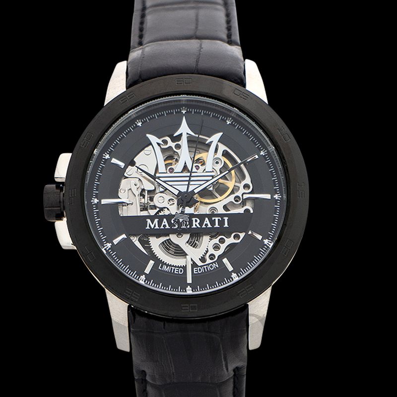 Maserati Automatic Black Dial Stainless Steel Black Leather Strap Watch For Men - R8821119007 Watches Maserati   