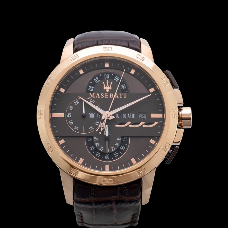 Maserati Ingegno Chronograph Brown Dial Leather Strap Watch For Men - R8871619001 Watches Maserati   