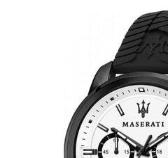 Maserati Successo 44mm White Dial Black Silicone Strap Watch For Men - R8871621010 Watches Maserati   