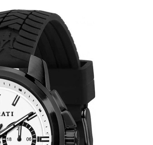 Maserati Successo 44mm White Dial Black Silicone Strap Watch For Men - R8871621010 Watches Maserati   